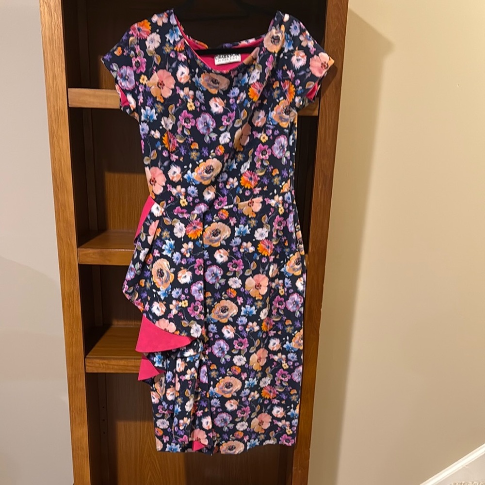 Chiara Boni Women's Blue Marianella Floral Ruffled Sheath Dress Size 12/48